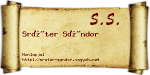 Sréter Sándor névjegykártya